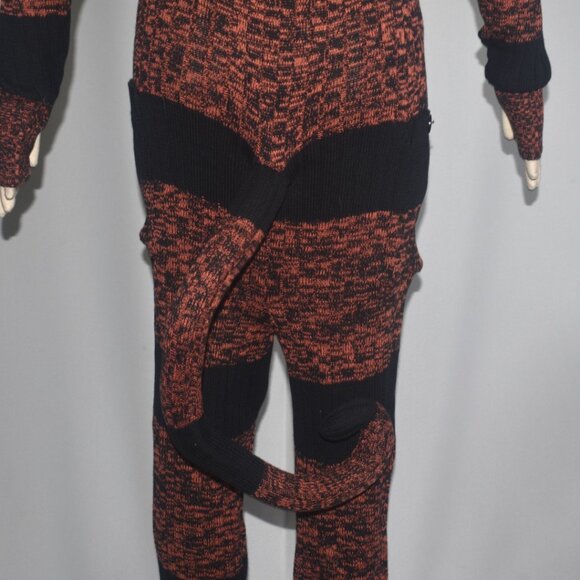 Blamo Striped Sweater Knit Tiger Cat Jumpsuit Catsuit Full Bodysuit M - Picture 6 of 10